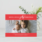 HEB EEN HOLLY JOLLY CHRISTMAS FLAT FOTO FEESTDAGENKAART (Staand voorkant)