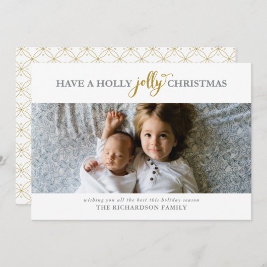HEB EEN HOLLY JOLLY CHRISTMAS FLAT FOTO FEESTDAGENKAART (Voorkant / Achterkant)