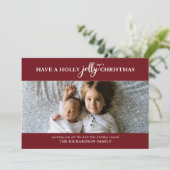 HEB EEN HOLLY JOLLY CHRISTMAS FLAT FOTO FEESTDAGENKAART (Staand voorkant)