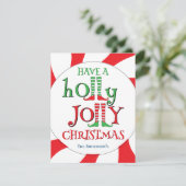 Heb een Holly Jolly Christmas Peppermint Swirl Elf Feestdagenkaart (Staand voorkant)