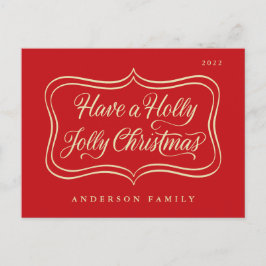 Heb een Holly Jolly Classic Gold Lijst Feestdagenkaart