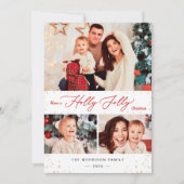 Heb een Holly Jolly Confetti 3 Foto Feestdagenkaart (Voorkant)