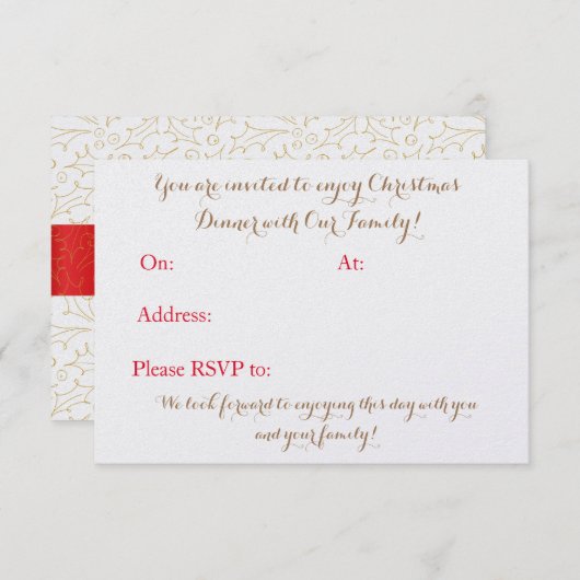 Heb een Holly Jolly Kerstdiner Kaart (Voorkant / Achterkant)