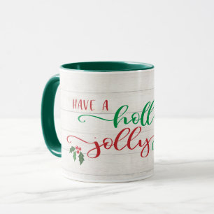 Heb een Holly Jolly Kerstkalligrafie Rustige Mok