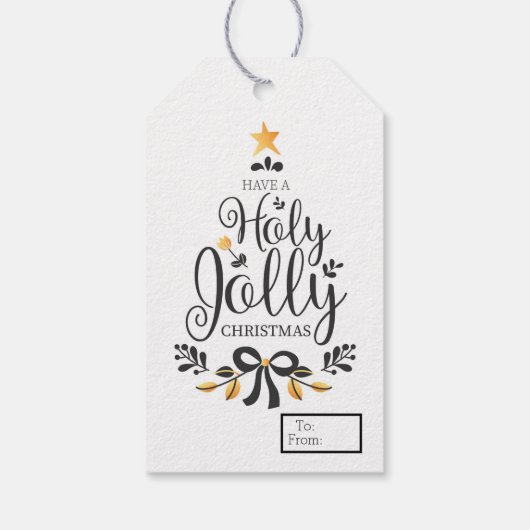 Heb een Holly Jolly Kerstmis Cadeaulabel (Achterkant)