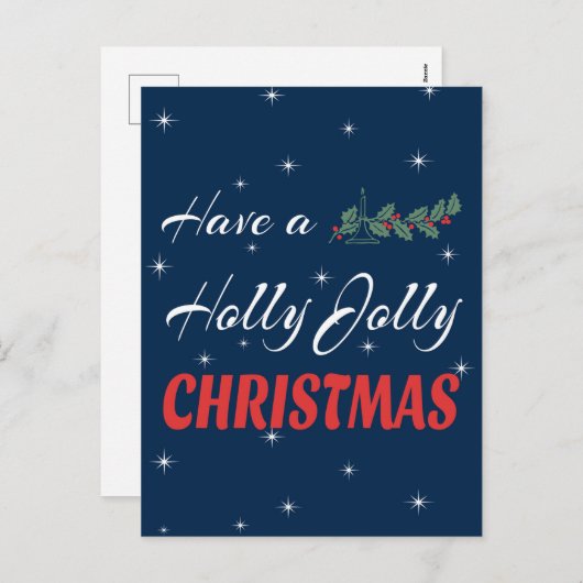 Heb een Holly Jolly Kerstmis Feestdagenkaart (Voorkant / Achterkant)