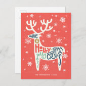 Heb een Holly Jolly Kerstmis Feestdagenkaart (Voorkant / Achterkant)