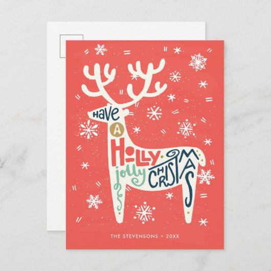 Heb een Holly Jolly Kerstmis Feestdagenkaart (Voorkant / Achterkant)