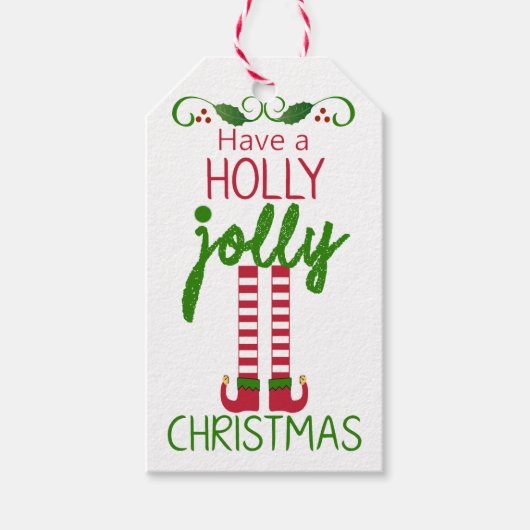 Heb een Holly Jolly Kerstmis - Zelfgemaakt Cadeaulabel (Voorkant)