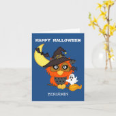 Heb een Hoot Owl Kinder Halloween Kaart (Gele Bloem)