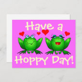 Heb een hoppy Day Happy Cartoon kikkers Briefkaart (Voorkant / Achterkant)