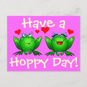Heb een hoppy Day Happy Cartoon kikkers Briefkaart