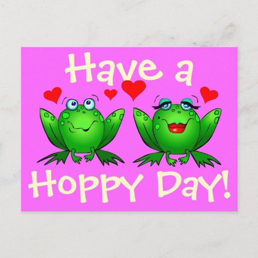 Heb een hoppy Day Happy Cartoon kikkers Briefkaart (Voorkant)