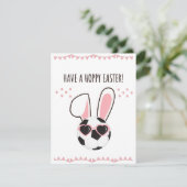 Heb een Hoppy Easter Voetbal Bunny Schattige Rabbi Feestdagenkaart (Staand voorkant)