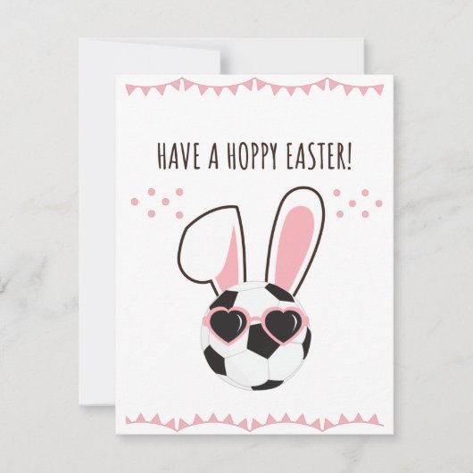 Heb een Hoppy Easter Voetbal Bunny Schattige Rabbi Feestdagenkaart (Voorkant)