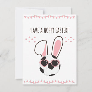 Heb een Hoppy Easter Voetbal Bunny Schattige Rabbi Feestdagenkaart