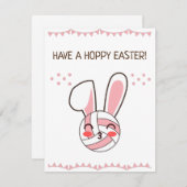 Heb een Hoppy Easter Volleybal Schattige Kawaii Ra Feestdagenkaart (Voorkant / Achterkant)