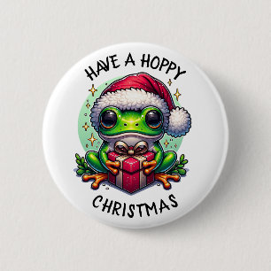 Heb een hoppy kerst   Kikkerbilletjes Ronde Button 5,7 Cm