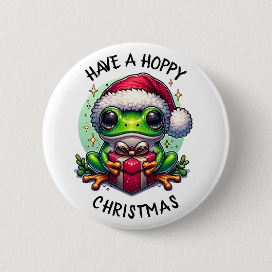 Heb een hoppy kerst | Kikkerbilletjes Ronde Button 5,7 Cm (Voorkant)