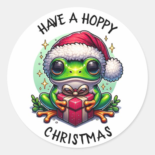 Heb een hoppy kerst | Kikkerbilletjes Ronde Sticker (Voorkant)