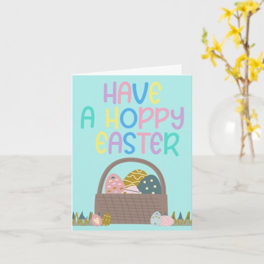 Heb een Hoppy Pasen kleurrijk Kaart (Gele Bloem)