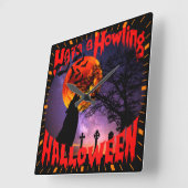 Heb een Howling Halloween Vierkante Klok (Hoek)