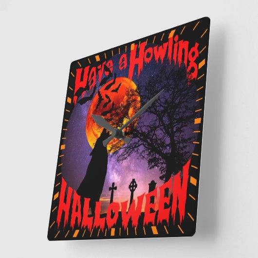 Heb een Howling Halloween Vierkante Klok (Hoek)