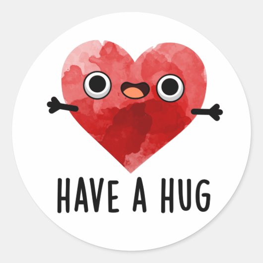 Heb een Hug Funny Heart Pun Ronde Sticker (Voorkant)