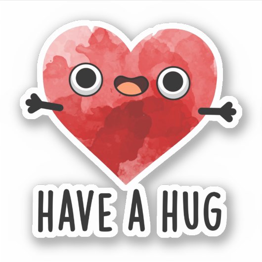 Heb een Hug Funny Heart Pun Sticker (Voorkant)