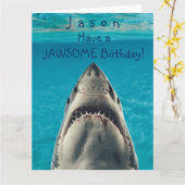 Heb een Jawsome Birthday Shark Kaart (Gele Bloem)