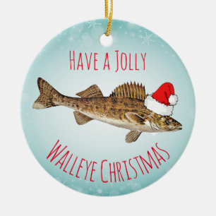 "Heb een Jolly Walleye Kerstmis" met Santa Hat Keramisch Ornament
