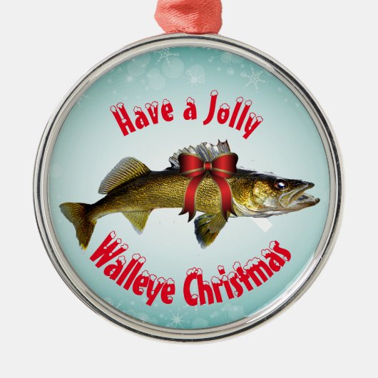 "Heb een Jolly Walleye Kerstmis" Metalen Ornament (Voorkant)