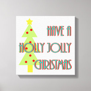 heb een kerst met hulst en klimop mid century mode canvas afdruk