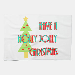 heb een kerst met hulst en vrolijkheid in mid cent theedoek