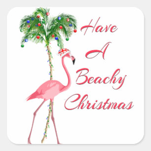 Heb een kerstcadeautje met een beachy vierkante sticker