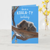 Heb een Koala-ty Funny Animal Birthday Kaart (Gele Bloem)