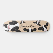 Heb een Koe Tan Black White Animal Illustratie Persoonlijk Skateboard (Horizontaal)