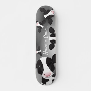 Heb een Koe Tan Black White Grey Animal Persoonlijk Skateboard