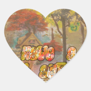 Heb een koele herfstseizoen  Art Print Hart Sticker