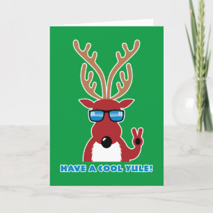 Heb een Koude Yule! Rendieren die een zonnebril dr Feestdagen Kaart