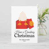 Heb een kwakzalvende kerst grappige eend in doos feestdagenkaart (Staand voorkant)
