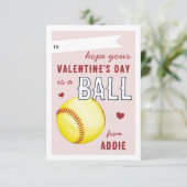 "Heb een leuke dag" Softbal Valentijnskaart Kaart (Staand voorkant)