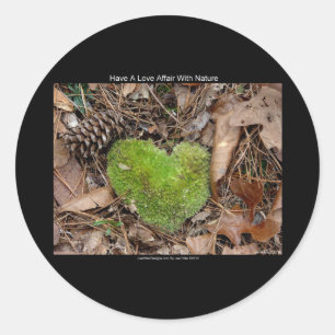 Heb een liefdesverband met Natuur Moss Heart Gifts Ronde Sticker