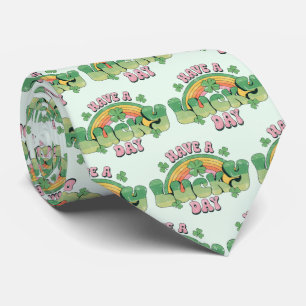 Heb een Lucky Day Retro Typografie Patroon Stropdas