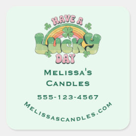 Heb een Lucky Day Retro Typography Business Vierkante Sticker