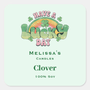 Heb een Lucky Day Retro Typography kaars Vierkante Sticker