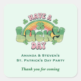 Heb een Lucky Day Retro Typography Party Dank u Vierkante Sticker