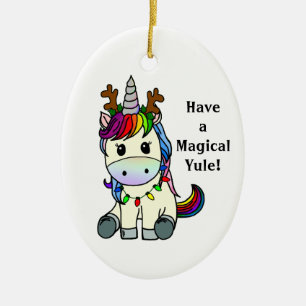 Heb een Magical Yule Unicorn Keramisch Ornament