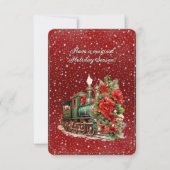 Heb een magische kerst trein motor bloemen kaart (Voorkant)