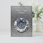 Heb een magische kerstkrans blauw geplakt lint kaart (Staand voorkant)
